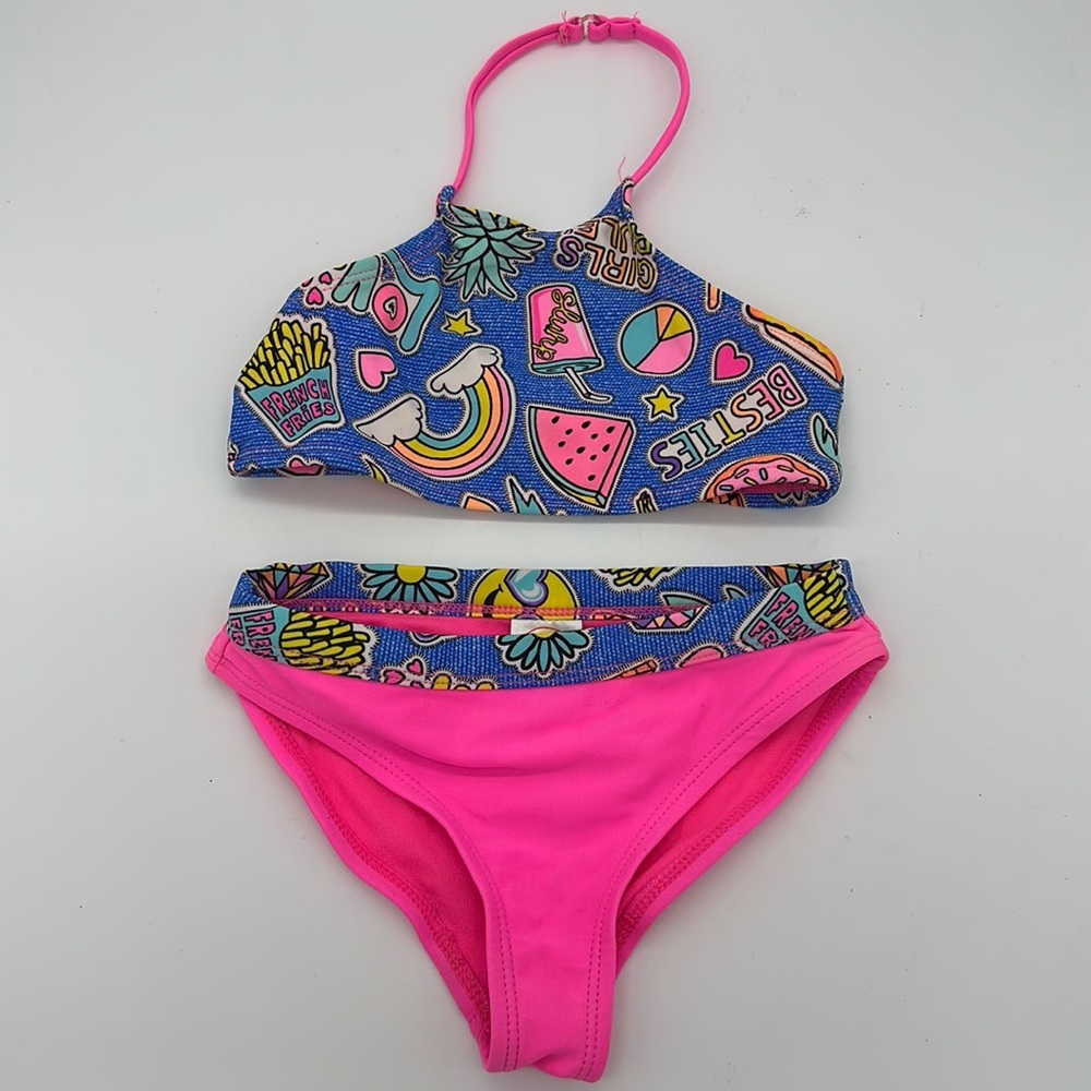 Girls Emoji Bikini Swimsuit 4 5 XS- Pineapples & Donuts Two Piece